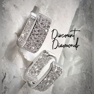 Huitan Silver Pave Crystal Hoop Earrings